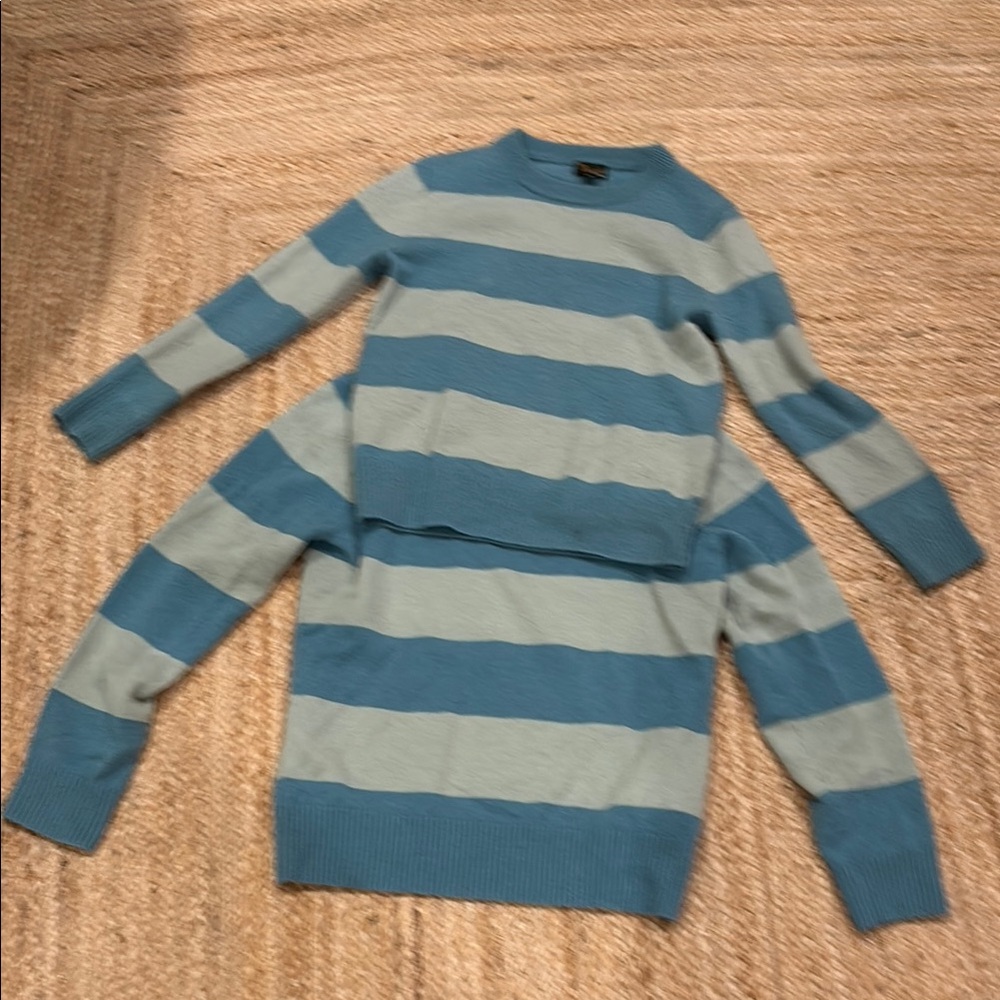 Striped Blue and Gray Sweater size 6-7 and 8-9 kids cashmere